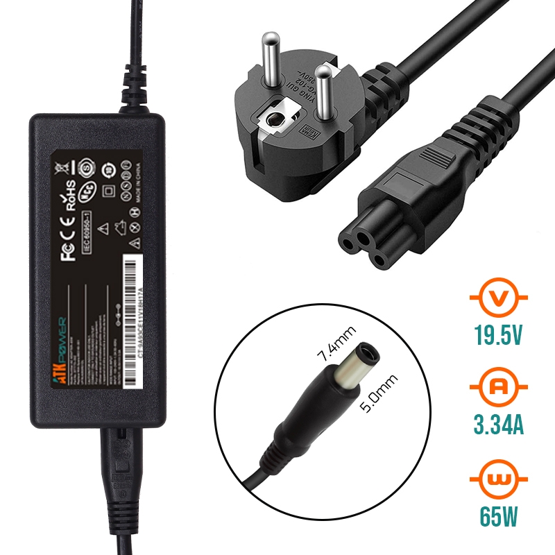 Chargeur / Adaptateur secteur 65W pour PC Portable Dell ATK Power - Kiatoo.com
