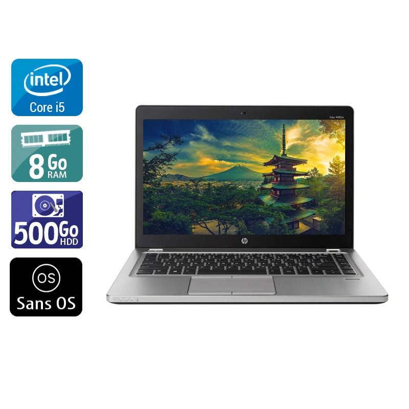 HP EliteBook Folio 9470m 14,0" i5 - 8Go RAM 500Go HDD Sans OS