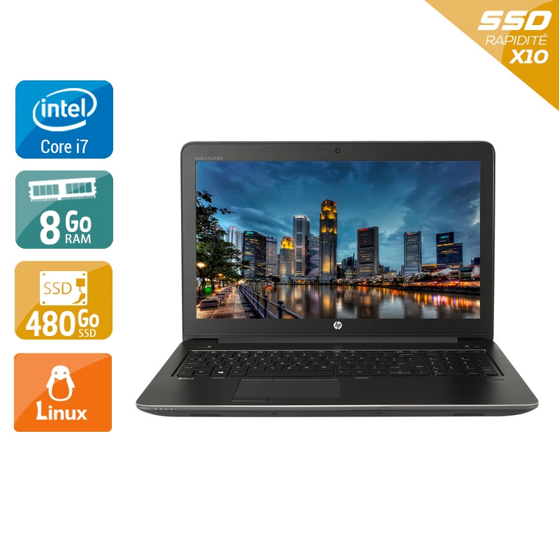 HP ZBook 15 G3 15,5" i7 Gen 6  - 8Go RAM 480Go SSD Linux