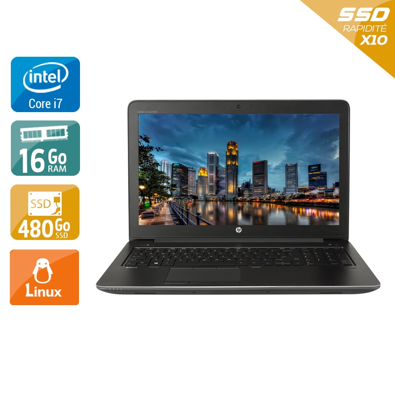 HP ZBook 15 G3 15,5" i7 Gen 6  - 16Go RAM 480Go SSD Linux