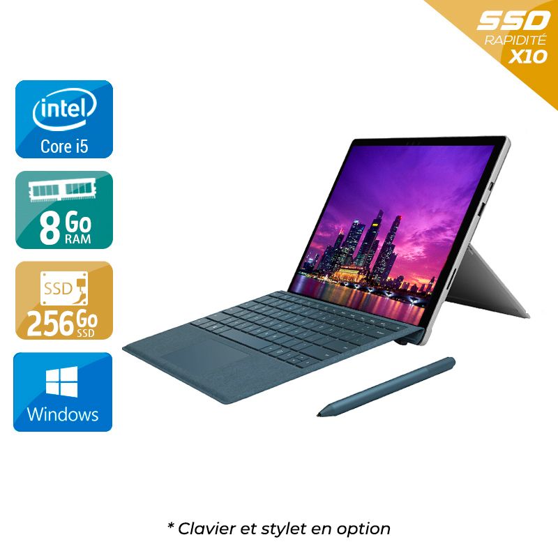 Microsoft Surface Pro 5 12,3" (modèle 1796 _ 2017) i5 Gen 7 8Go RAM 256Go SSD Windows 10