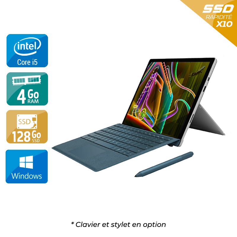 Microsoft Surface Pro 5 12,3" (modèle 1796 _ 2017) i5 Gen 7 4Go RAM 128Go SSD Windows 10