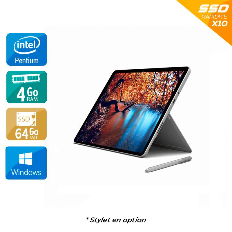Microsoft Surface Go 1824 10" Pentium Gold 4Go RAM 64Go SSD Windows 10