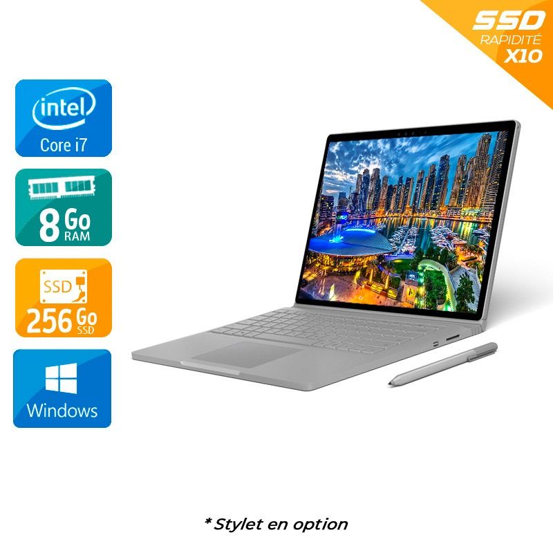 Microsoft Surface Book 13,5" i7 Gen 6 8Go RAM 256Go SSD Windows 10