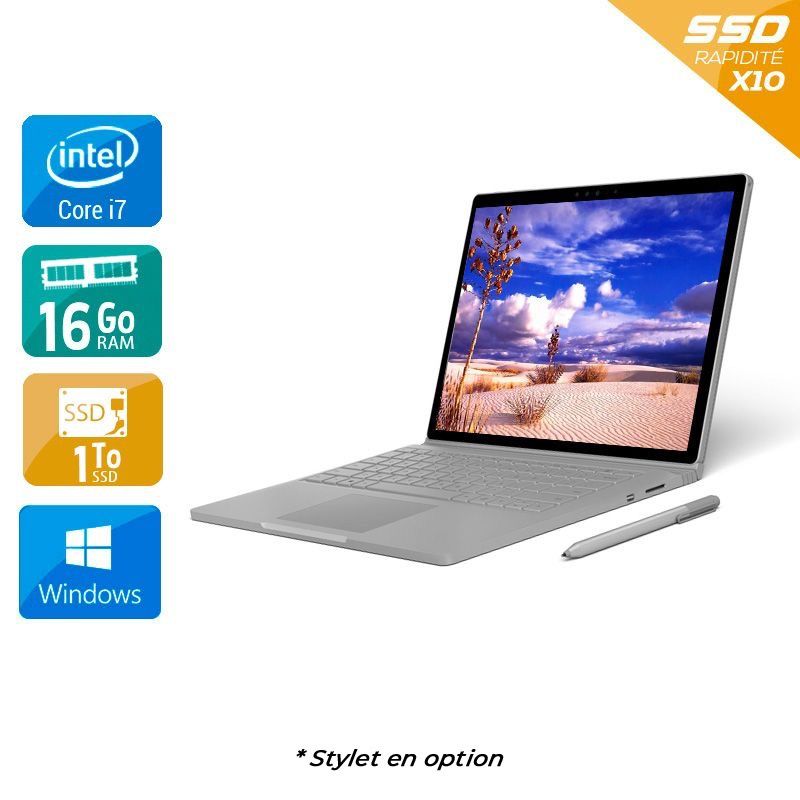 Microsoft Surface Book i7 13,5" Gen 6 16Go RAM 1To SSD Windows 10