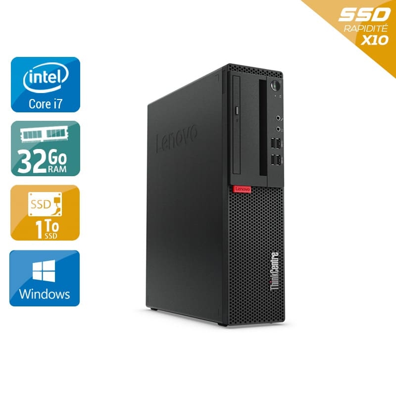 Lenovo ThinkCentre M910 SFF i7 Gen 6 32Go RAM 1To SSD Windows 10