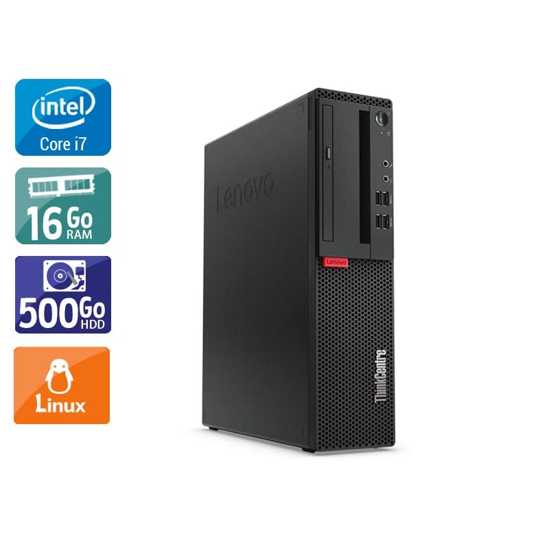 Lenovo ThinkCentre M910 SFF i7 Gen 6 16Go RAM 500Go HDD Linux