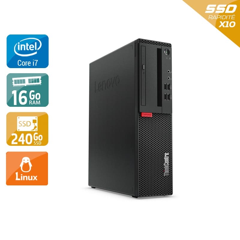 Lenovo ThinkCentre M910 SFF i7 Gen 6 16Go RAM 240Go SSD Linux