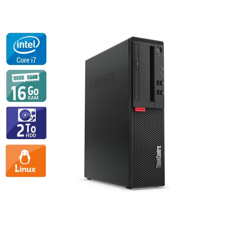 Lenovo ThinkCentre M910 SFF i7 Gen 6 16Go RAM 2To HDD Linux
