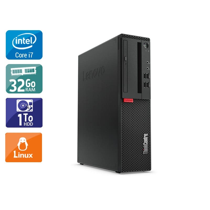Lenovo ThinkCentre M910 SFF i7 Gen 6 32Go RAM 1To HDD Linux
