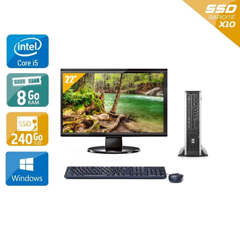 HP Compaq Elite 8300 USDT i5 + Écran 22" 8Go RAM 240Go SSD Windows 10