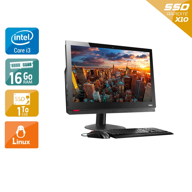Lenovo ThinkCentre M910Z AIO i3 Gen 7 24" - 16Go RAM 2To SSD Linux