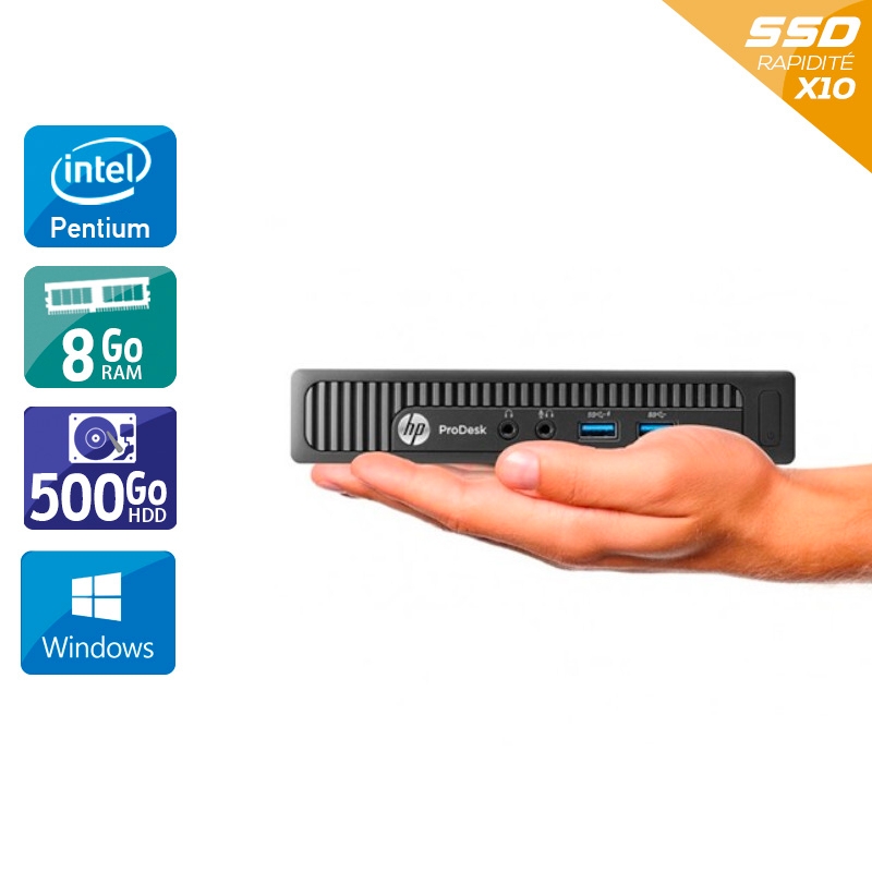 HP ProDesk 600 G2 Tiny Pentium G Dual Core Gen 6 - 8Go RAM 500Go HDD Windows 10