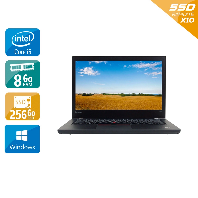 Lenovo ThinkPad T470 14" i5 Gen 6 - 8Go RAM 256Go SSD Windows 10