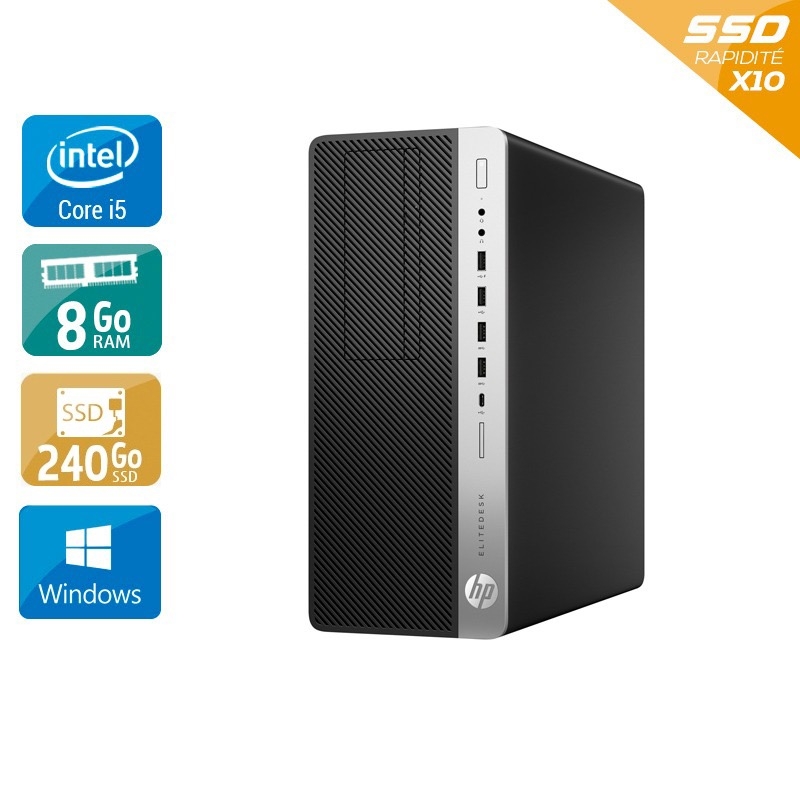 HP EliteDesk 800 G3 Tower i5 Gen 6 - 8Go RAM 240Go SSD Windows 10