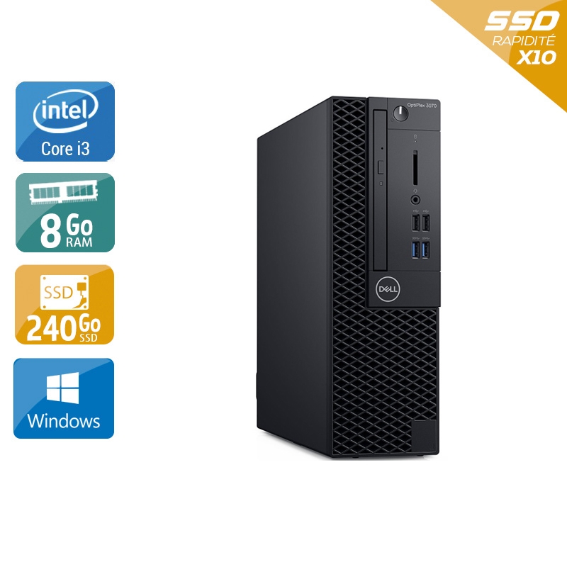 Dell Optiplex 3070 SFF i3 Gen 9 - 8Go RAM 240Go SSD Windows 10