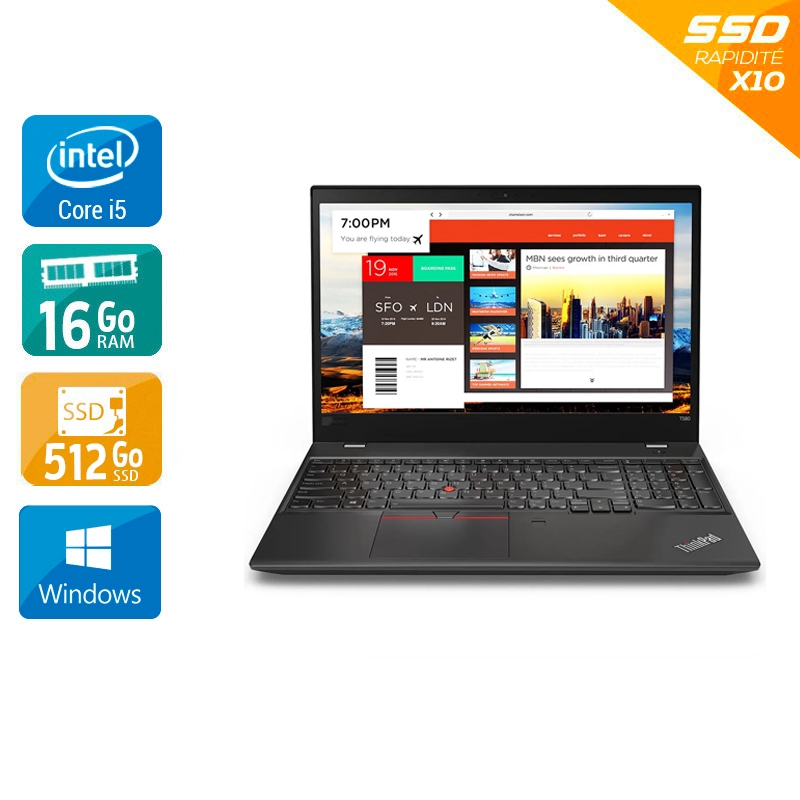 Lenovo ThinkPad T580 15" i5 Gen 8 - 16Go RAM 512Go SSD Windows 10