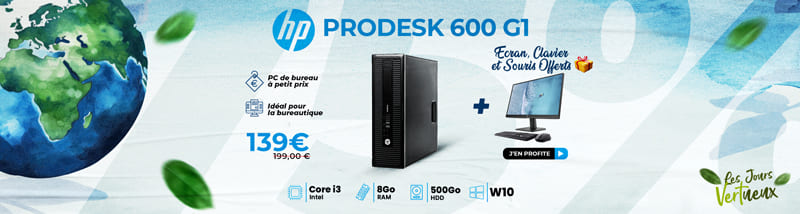 HP ProDesk 600 G1 SFF i3 8Go RAM 500Go HDD Windows 10 + Ecran 19", Clavier et souris offerts